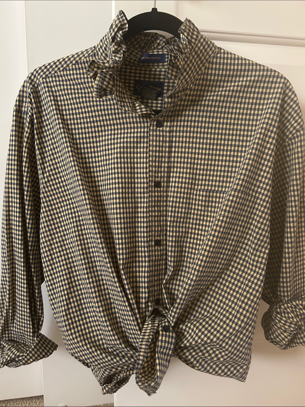 Club Room Men’s Plaid Button-Down Shirt in Navy and Tan